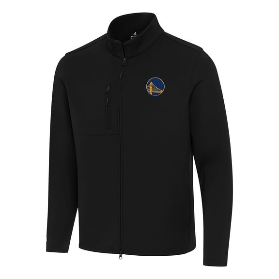 Men's Antigua Black Golden State Warriors Objection Double-Peached Full-Zip Jacket