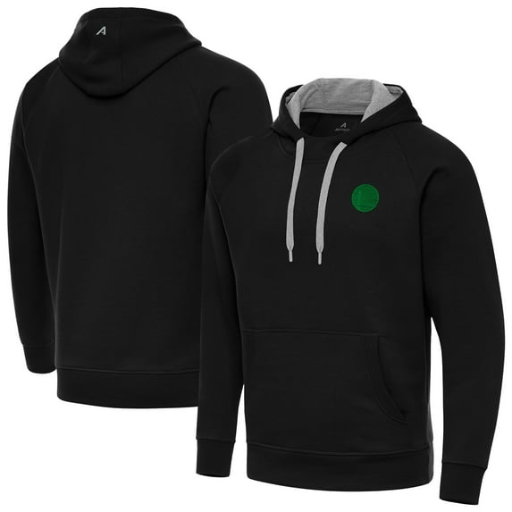 Men's Antigua Black Golden State Warriors St. Patrick's Day Victory Raglan Pullover Hoodie