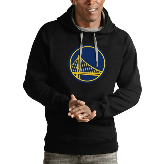 Men's Antigua Black Golden State Warriors Team Logo Victory Pullover Hoodie