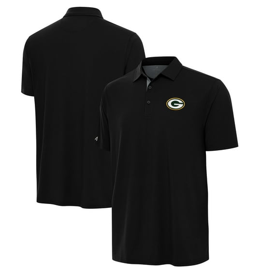 Men's Antigua Black/Gray Green Bay Packers Era Polo