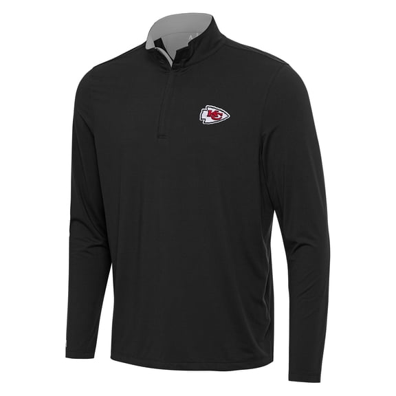 Men's Antigua Black/Gray Kansas City Chiefs Content Quarter-Zip Pullover Top