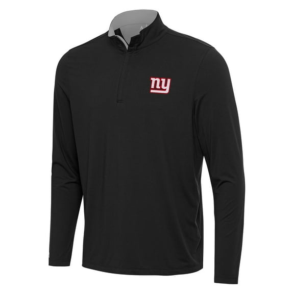 Men's Antigua Black/Gray New York Giants Content Quarter-Zip Pullover Top