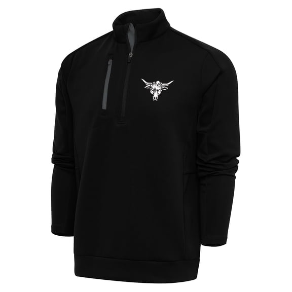 Men's Antigua Black/Gray The Rock Generation Quarter-Zip Pullover Top