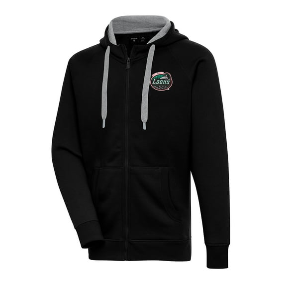 Men's Antigua Black Great Lakes Loons Victory Full-Zip Hoodie