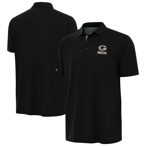 Men's Antigua Black Green Bay Packers Era Polo