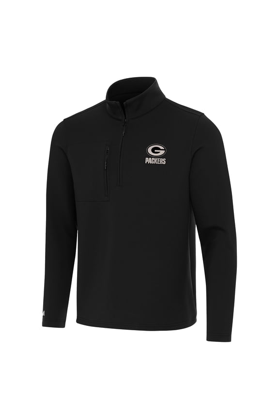 Men's Antigua  Black Green Bay Packers Insider Quarter-Zip Jacket