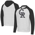 thumbnail image 1 of Men's Antigua Black/Heather Gray Colorado Rockies Urgent Pullover Hoodie, 1 of 3
