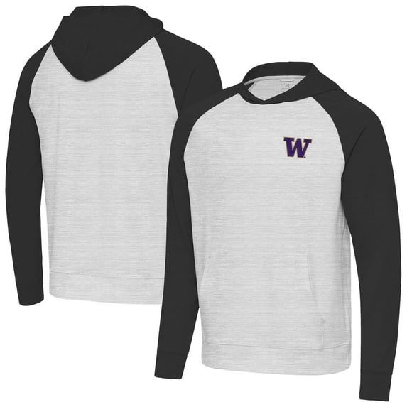 Men's Antigua Black/Heather Gray Washington Huskies Urgent Pullover Hoodie