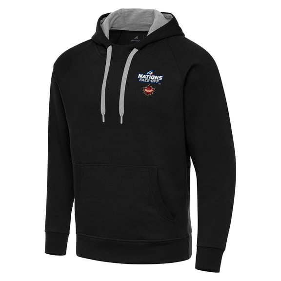 Men's Antigua Black Hockey Canada 2025 4 Nations Face Off Victory Pullover Hoodie