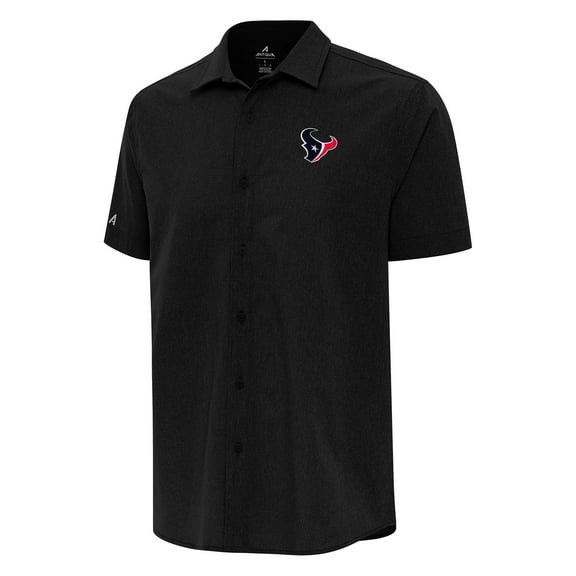 Men's Antigua Black Houston Texans Activate Woven Button-Up Shirt