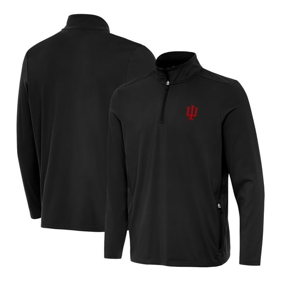 Men's Antigua Black Indiana Hoosiers Perilous Quarter-Zip Pullover Top