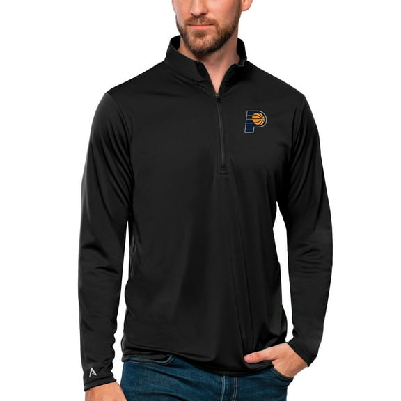 Men's Antigua Black Indiana Pacers Tribute Quarter-Zip Pullover Top