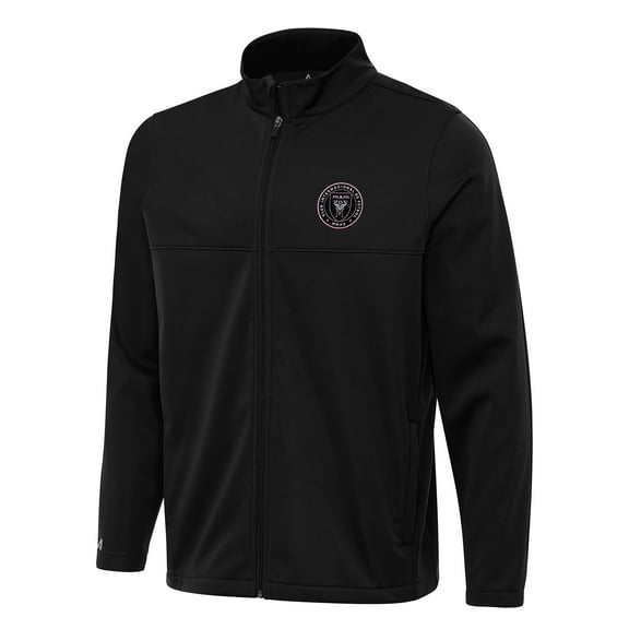 Men's Antigua Black Inter Miami CF Links 2 Full-Zip Golf Jacket