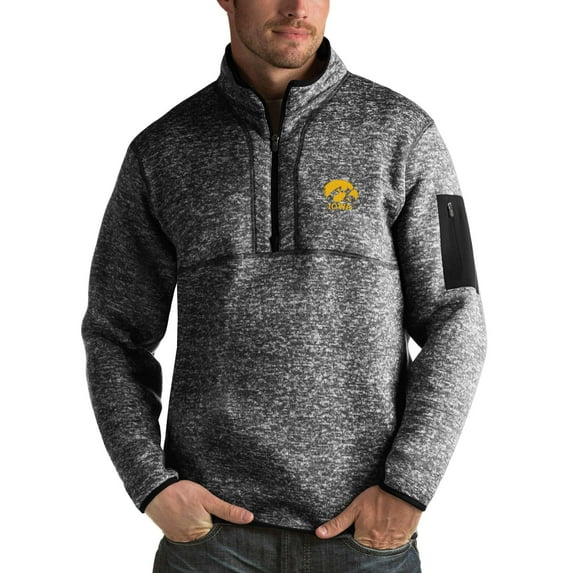 Men's Antigua Black Iowa Hawkeyes Fortune Half-Zip Sweatshirt
