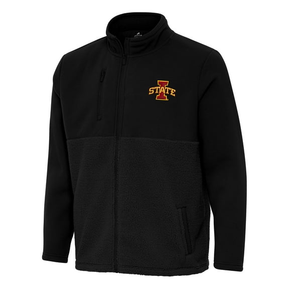 Men's Antigua Black Iowa State Cyclones Daily Fused Full-Zip Jacket
