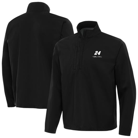 Men's-Antigua Black Jeff Gordon Brisk Quarter-Zip Pullover Jacket