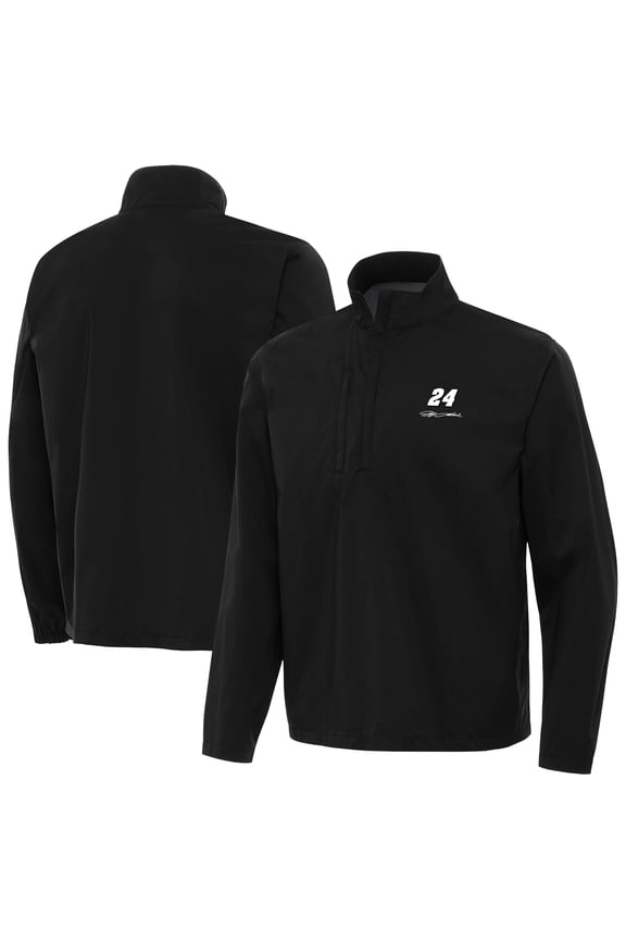 Men's-Antigua Black Jeff Gordon Brisk Quarter-Zip Pullover Jacket