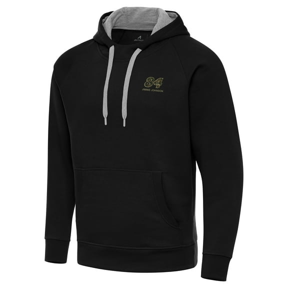 Men's-Antigua Black Jimmie Johnson Fleece Victory Pullover Hoodie