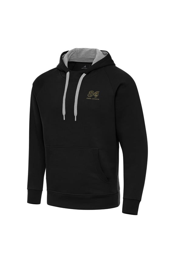 Men's-Antigua Black Jimmie Johnson Fleece Victory Pullover Hoodie