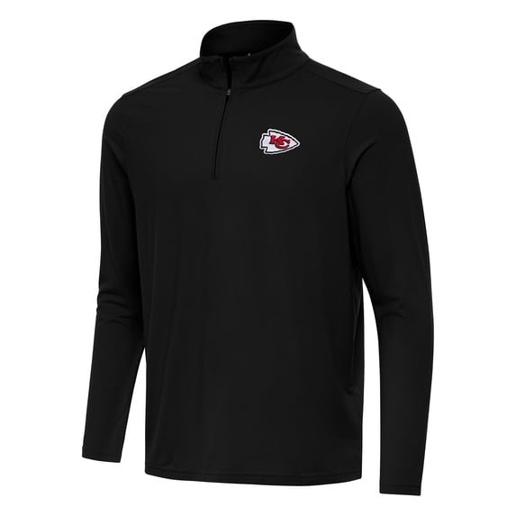 Men's Antigua Black Kansas City Chiefs Intent Quarter-Zip Pullover Top