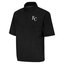 Men's Antigua Black Kansas City Royals Brisk Quarter-Zip Wind Shirt