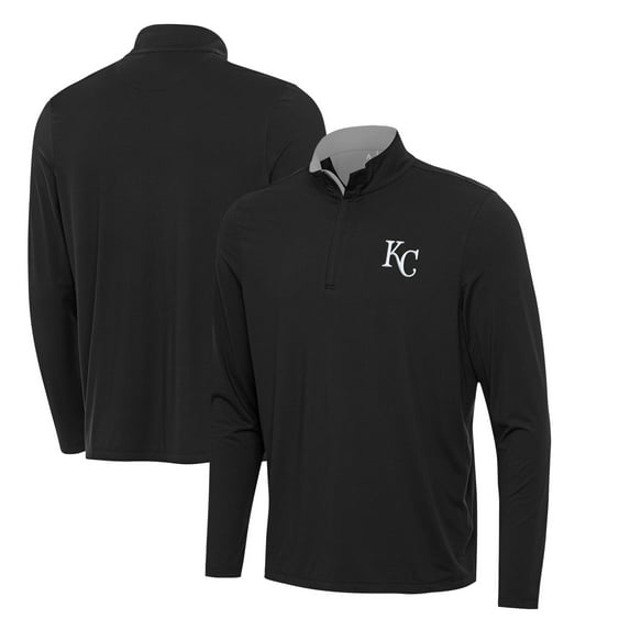 Men's Antigua Black Kansas City Royals Content Quarter-Zip Top
