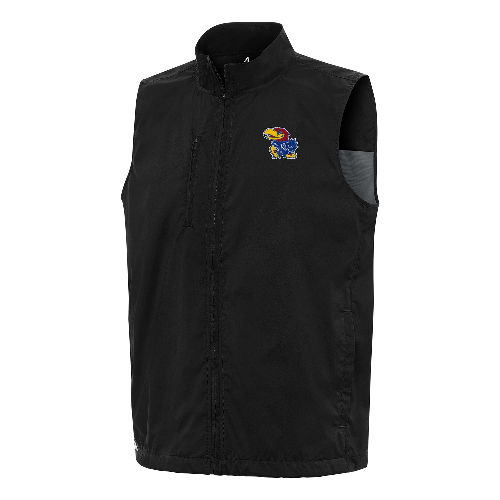 Men's Antigua Black Kansas Jayhawks Brisk FullZip Vest