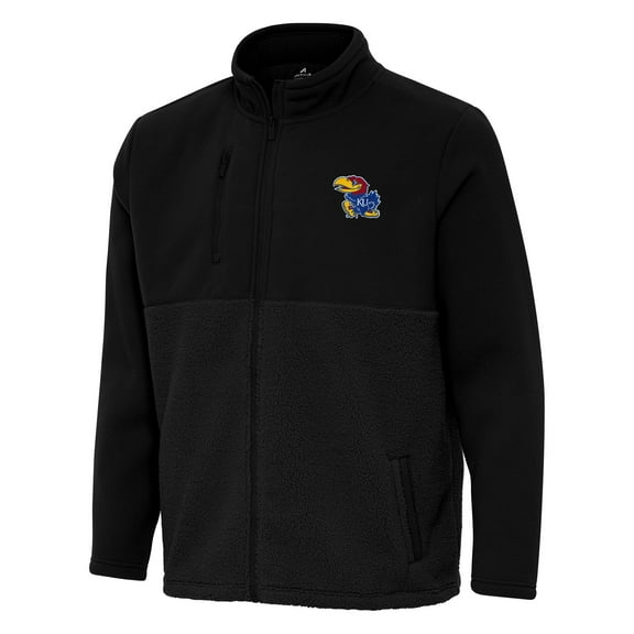 Men's Antigua Black Kansas Jayhawks Daily Fused Full-Zip Jacket