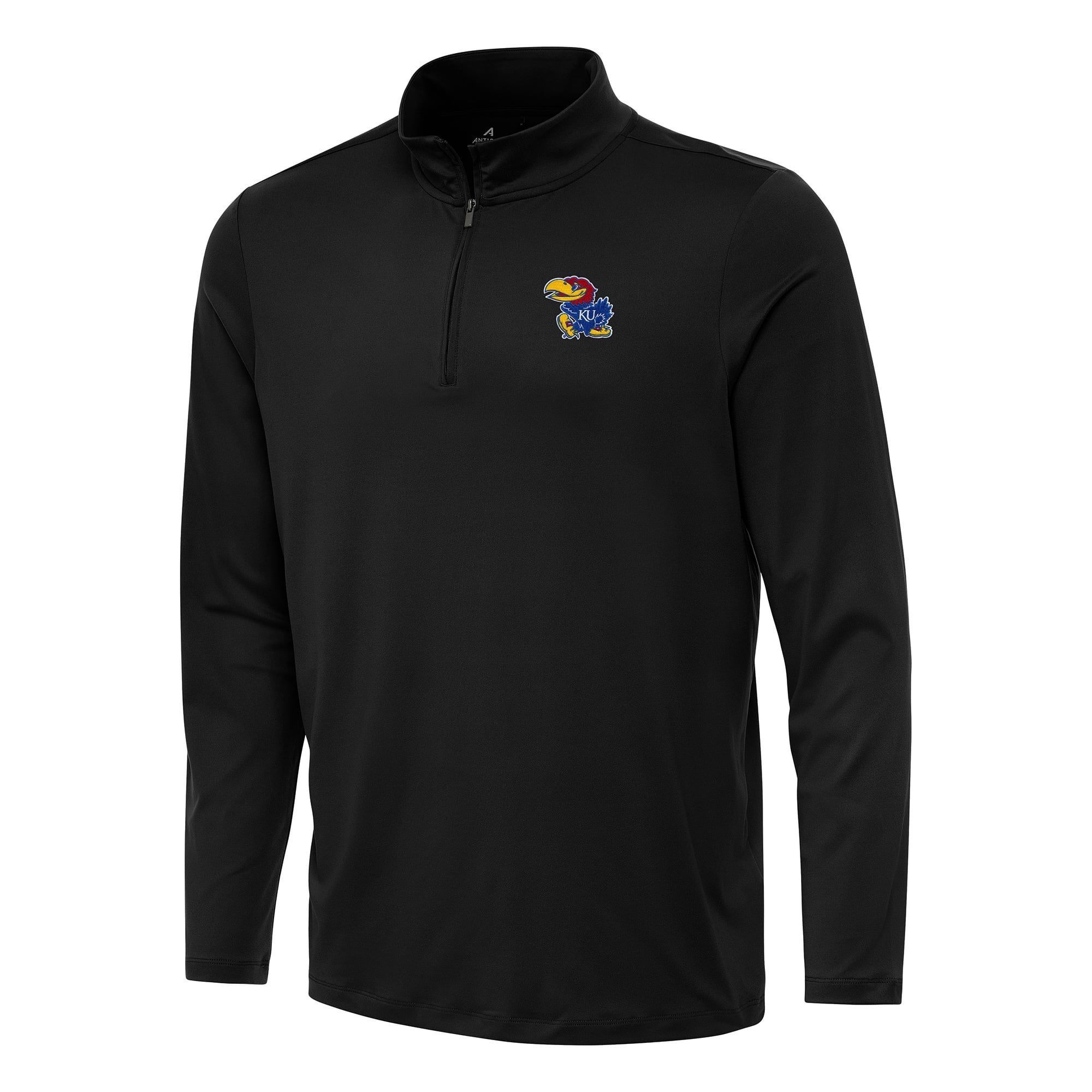 Men's Antigua Black Kansas Jayhawks Reprocess QuarterZip Top