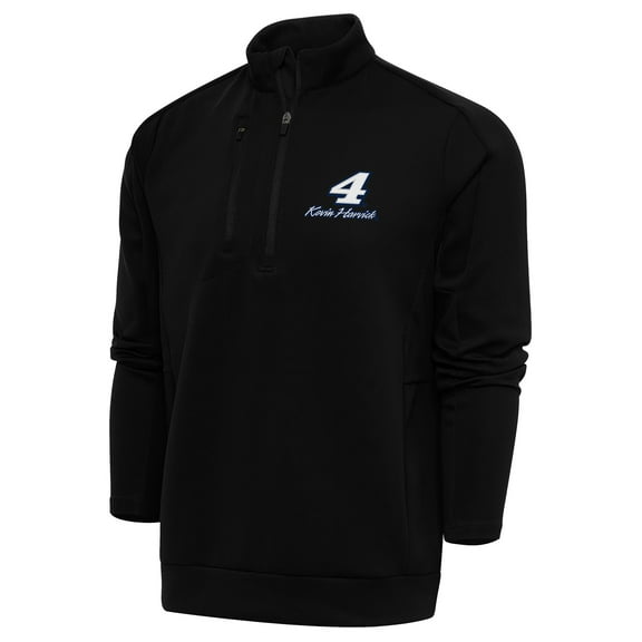 Men's Antigua Black Kevin Harvick Generation Quarter-Zip Pullover Top