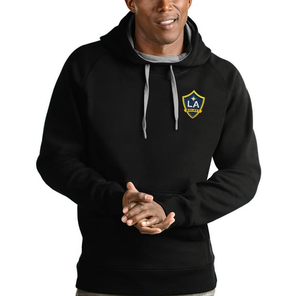 Men's Antigua Black LA Galaxy Logo Victory Pullover Hoodie