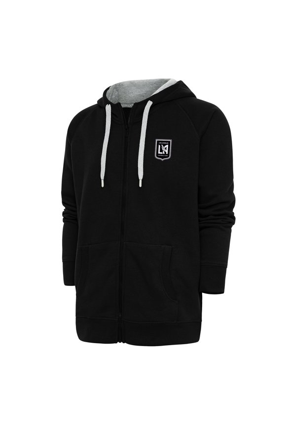 Men's Antigua Black LAFC Brushed Metallic Logo Victory Full-Zip Hoodie