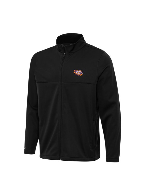 Men's Antigua Black LSU Tigers Links 2 Full-Zip Golf Jacket