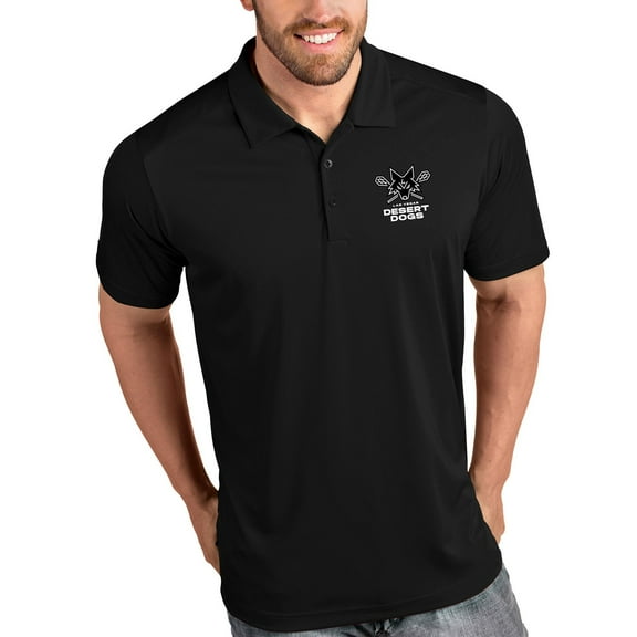 Men's Antigua Black Las Vegas Desert Dogs Tribute Polo