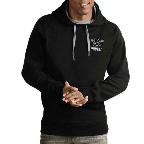 Men's Antigua Black Las Vegas Desert Dogs Victory Pullover Hoodie