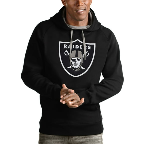 Men's Antigua Black Las Vegas Raiders Victory Pullover Hoodie