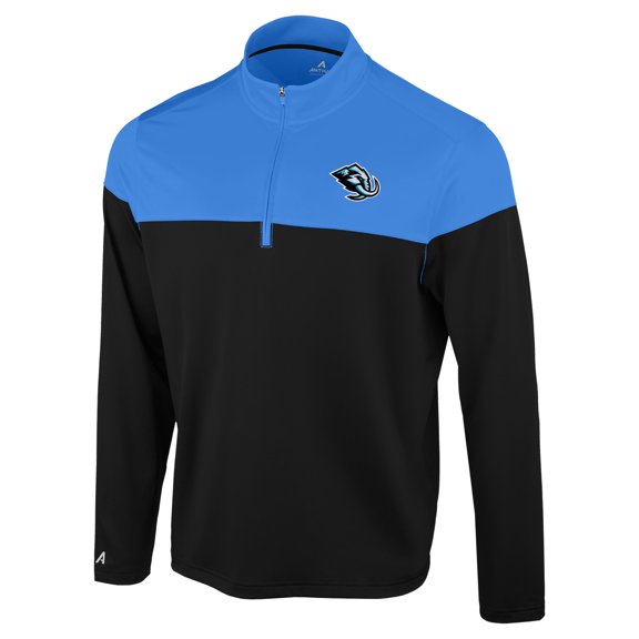 Men's Antigua Black/Light Blue Utah Mammoth Hinder Quarter-Zip Pullover