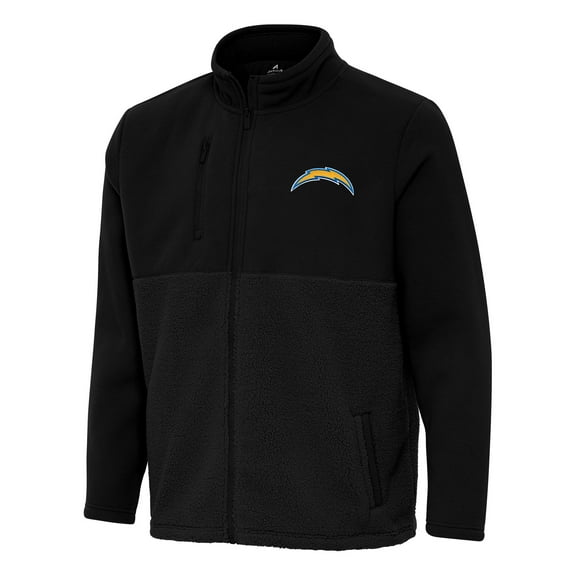 Men's Antigua Black Los Angeles Chargers Daily Fused Full-Zip Jacket