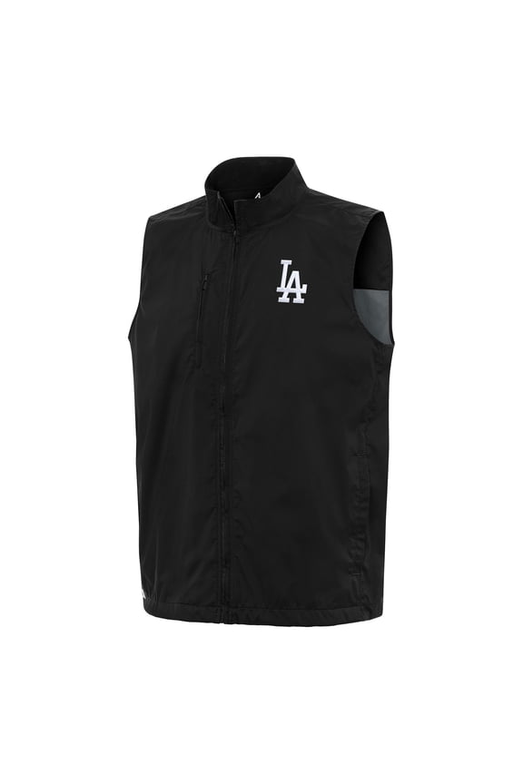 Men's Antigua Black Los Angeles Dodgers Brisk Full-Zip Vest