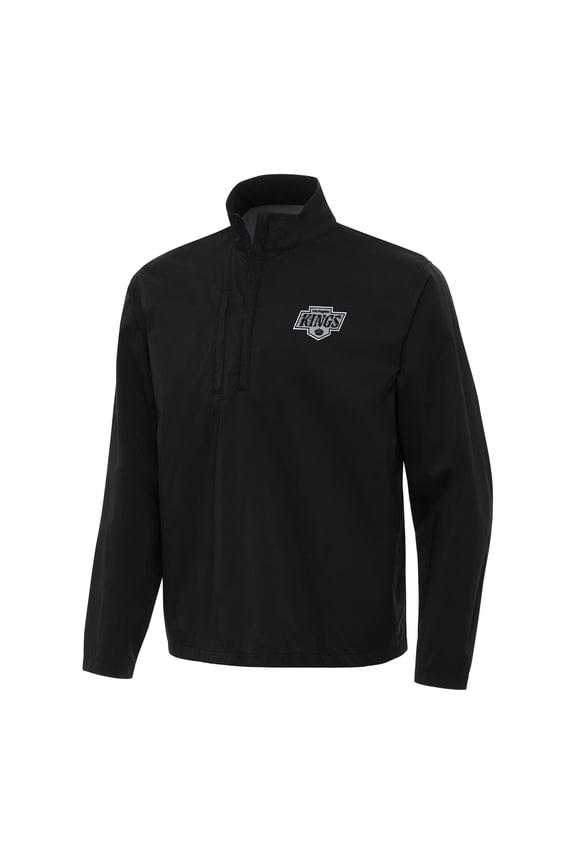 Men's Antigua Black Los Angeles Kings Brisk Quarter-Zip Windbreaker