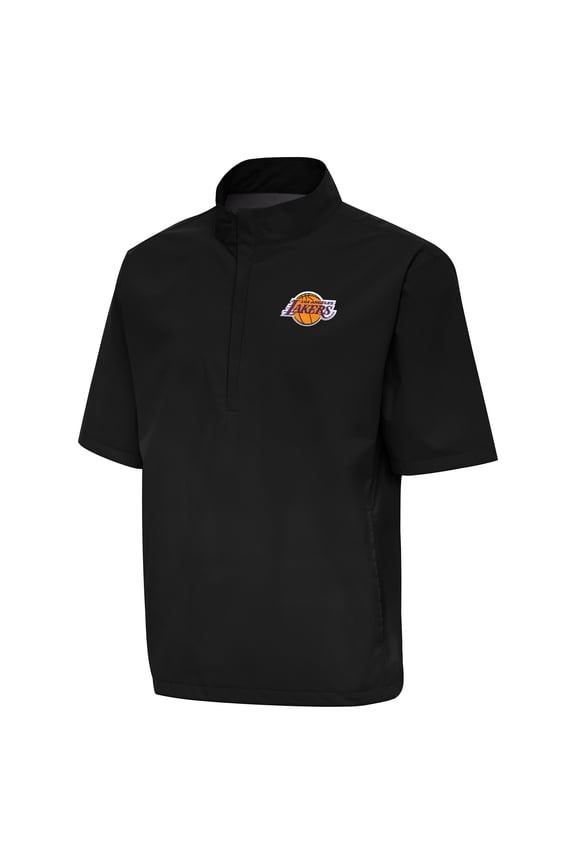 Men's Antigua Black Los Angeles Lakers Brisk Quarter-Zip Windbreaker