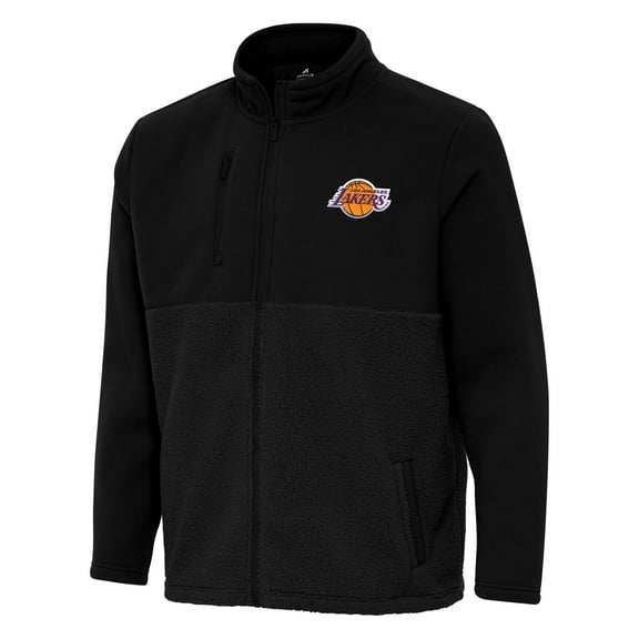 Men's Antigua Black Los Angeles Lakers Daily Fused Full-Zip Jacket