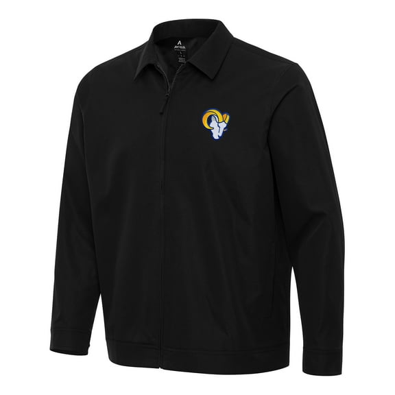 Men's Antigua Black Los Angeles Rams Pivot Full-Zip Jacket