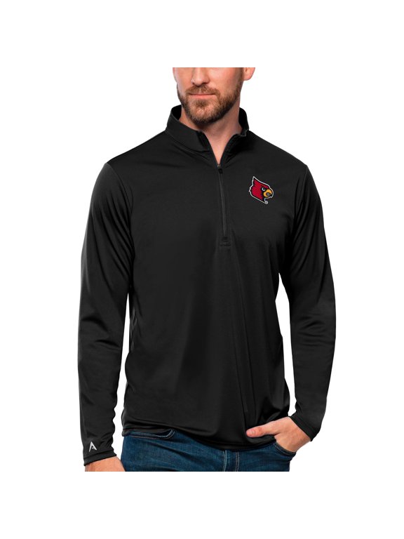 Men's Antigua Black Louisville Cardinals Tribute Quarter-Zip Top
