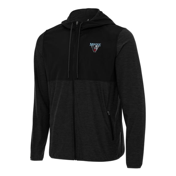 Men's Antigua Black Maine Black Bears Sway Full-Zip Hoodie Jacket
