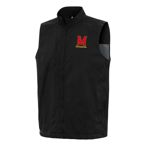 Men's Antigua  Black Maryland Terrapins Brisk Full-Zip Vest