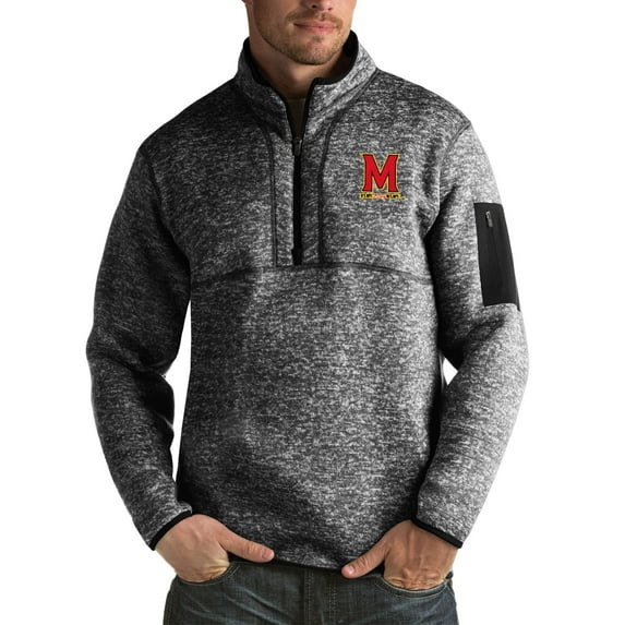 Men's Antigua Black Maryland Terrapins Fortune Big & Tall Quarter-Zip Pullover Jacket