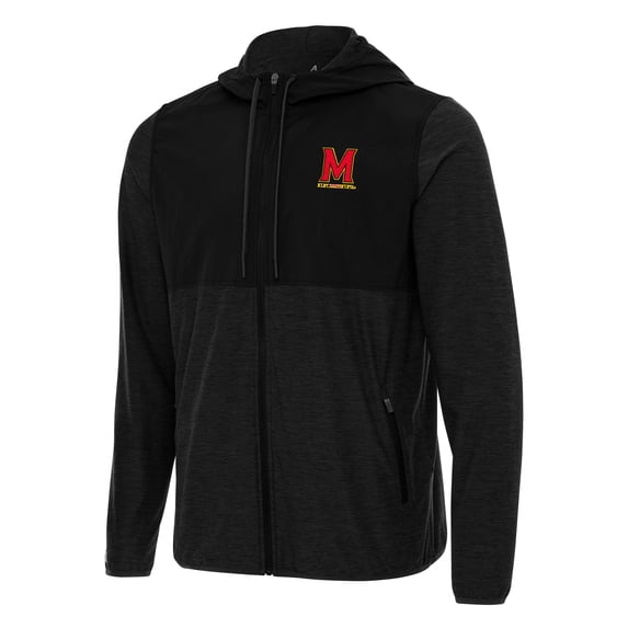 Men's Antigua Black Maryland Terrapins Sway Full-Zip Hoodie Jacket
