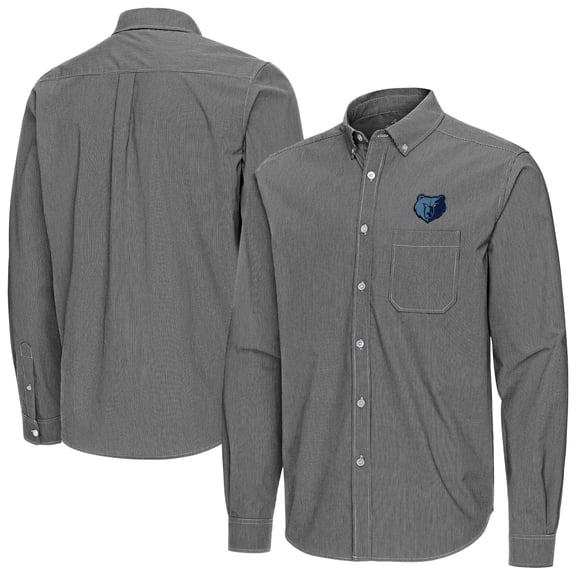 Men's Antigua Black Memphis Grizzlies Porter Woven Long Sleeve Button-Down Shirt