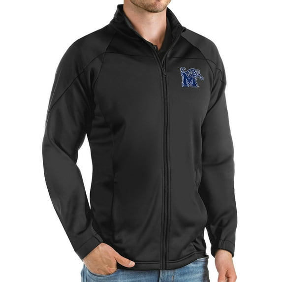 Men's Antigua Black Memphis Tigers Links Full-Zip Golf Jacket